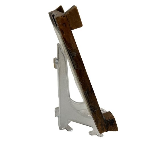 Mexican Tile Trivet Hand Carved Wood Frame With Feet 70s Plant Stand Bohemian - Picture 6 of 8